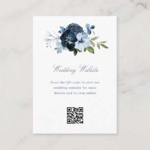 Carte D'accompagnement site web du mariage de code QR bleu et marine