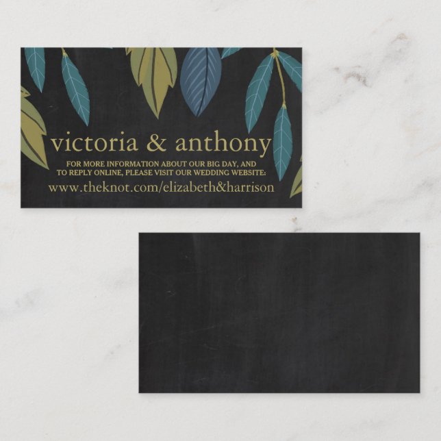 Carte D'accompagnement Site Web du Mariage Feuille de tableau noir Insére (Devant / Derrière)