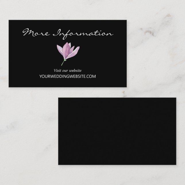 Carte D'accompagnement Site Web du Mariage Floral Noir Violet (Devant / Derrière)