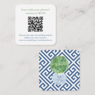 Carte D'accompagnement Site Web du Mariage Smart Blue and Green QR Code