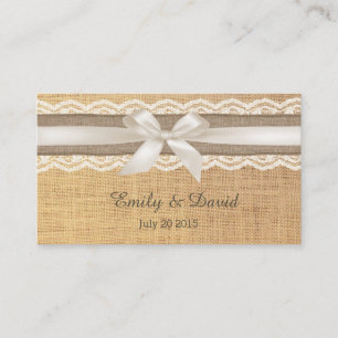 Carte D'accompagnement Site Web en ivoire rustique de mariage de toile de