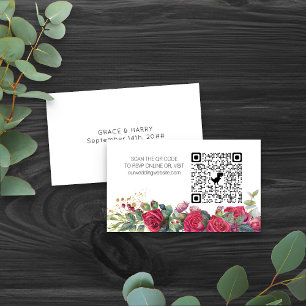 Carte D'accompagnement Site web en ligne RSVP QR Code Red Rose Mariage