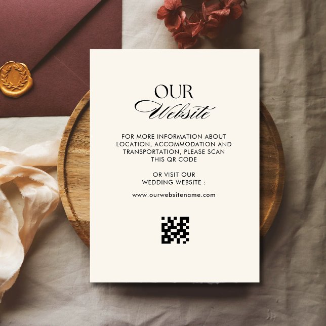 Carte D'accompagnement Site Web mariage de code QR motif Retro à damiers (Créateur téléchargé)