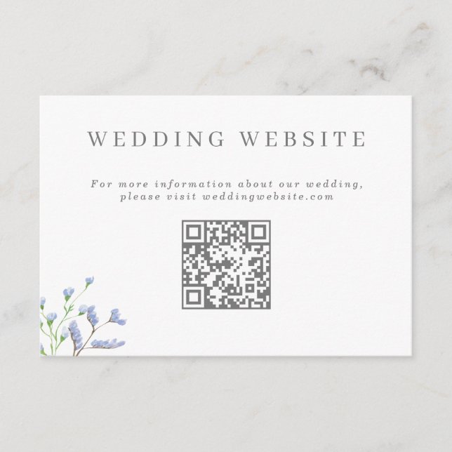 Carte D'accompagnement Site Web Mariage français Bleu Delicate Code QR En (Devant)