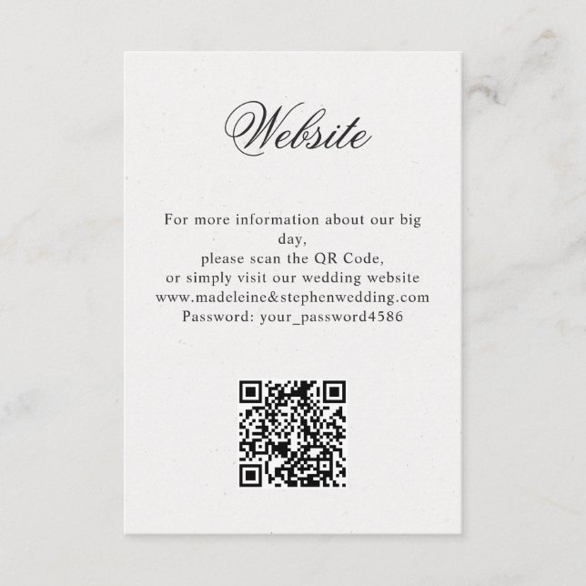 Carte D'accompagnement Site web mariage simple et minimal en ligne RSVP Q (Devant)