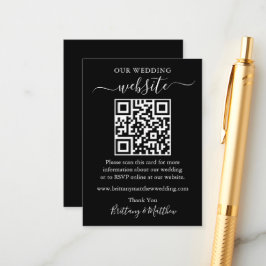 Carte D'accompagnement Site Web minimaliste simple Mariage noir QR