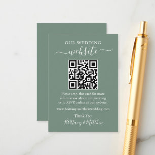 Carte D'accompagnement Site Web minimaliste simple Mariage QR Sage Green