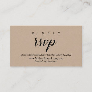 Carte D'accompagnement Site web RSVP en ligne, Rustic Brown Kraft
