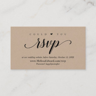 Carte D'accompagnement Site web RSVP en ligne, Rustic Brown Kraft