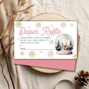 Carte D'accompagnement Snowflake Hiver Baby shower Pink Diaper Raffin