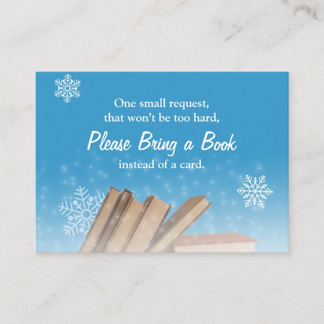 Carte D'accompagnement Snowflakes Apportez un livre Baby shower d'hiver I (Devant)