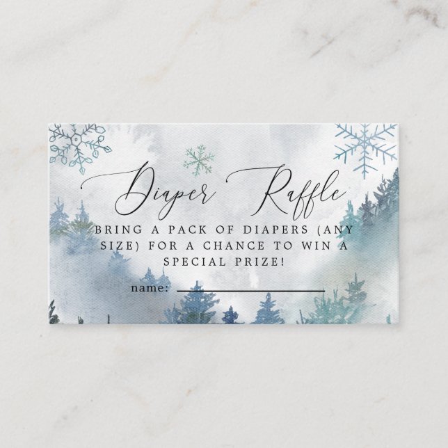 Carte D'accompagnement Snowflakes Winter Blue Diaper Raffle Ticket Enclos (Devant)