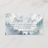 Snowflakes Winter Blue Diaper Raffle Ticket Enclos