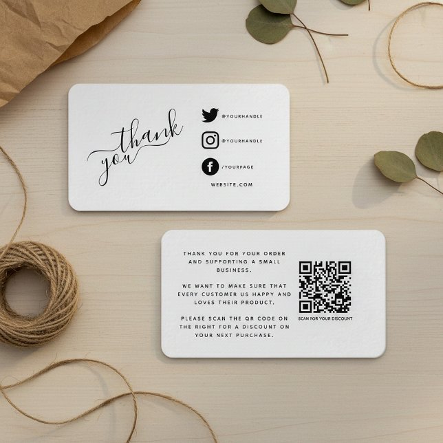 Carte D'accompagnement Social media QR code merci escompte (Social media QR code thank you discount Enclosure Card.)
