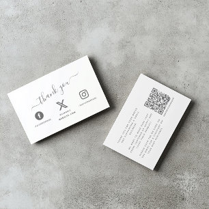 Carte D'accompagnement Social media QR code merci escompte Encl