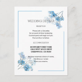 Carte D'accompagnement Soft Blue Botanical Watercolor Flowers Wedding 
