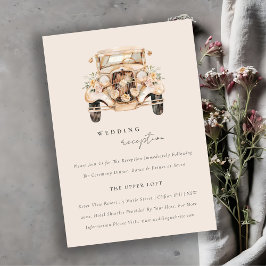 Carte D'accompagnement Soft Blush Floral Vintage Voiture Réception De Mar