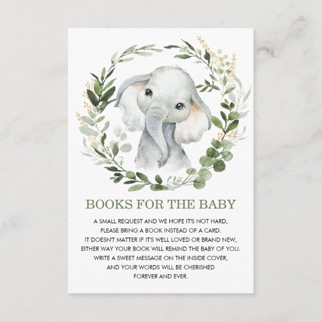 Carte D'accompagnement Soft Greenery Gold Elephant Livres pour Baby Libra (Devant)