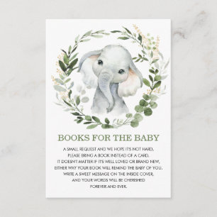 Carte D'accompagnement Soft Greenery Gold Elephant Livres pour Baby Libra