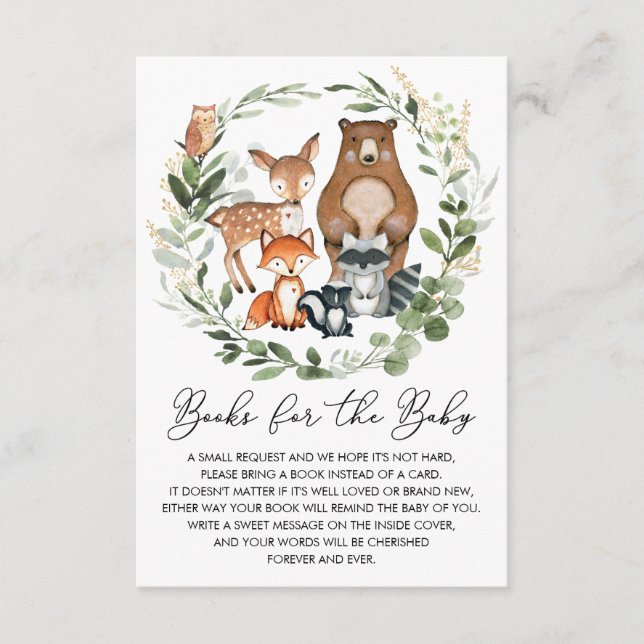 Carte D'accompagnement Soft Greenery Woodland Animals Livres pour bébé (Devant)