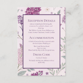 Carte D'accompagnement Soft Pink and Purple Lilac Floral Wedding