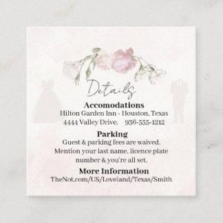 Carte D'accompagnement Soft Pink Roses Wedding Collection