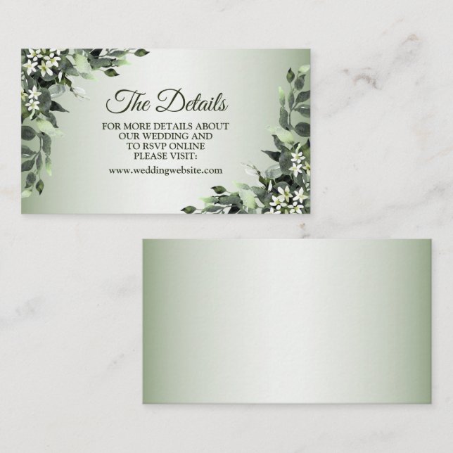 Carte D'accompagnement Soirée de mariage Verdure Floral Eucalyptus Feuill (Devant / Derrière)