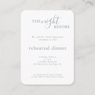 Carte D'accompagnement Soirée de répétition de mariage bleu monogramme