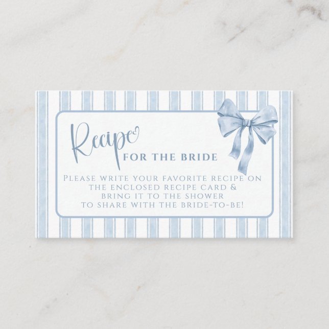 Carte D'accompagnement Something Blue Before I Do Bow Recipe Request (Devant)