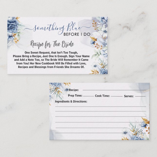 Carte D'accompagnement Something Blue Before I do floral Recipe (Devant / Derrière)