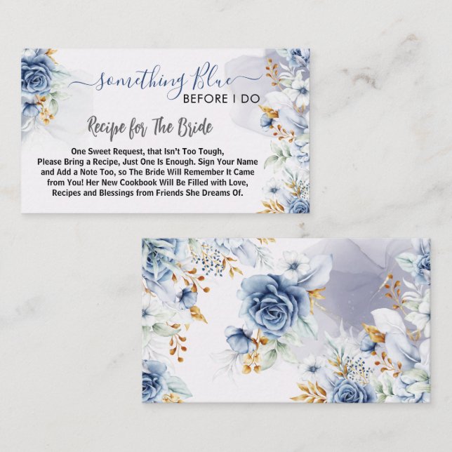 Carte D'accompagnement Something Blue Before I do floral Recipe (Devant / Derrière)