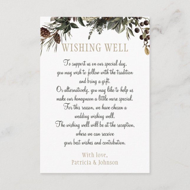 Carte D'accompagnement Souhaitez bien élégante florale chic mariage d'hiv (Devant)