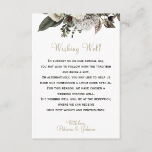 Carte D'accompagnement Souhaitez bien élégante pivoines blanches mariage