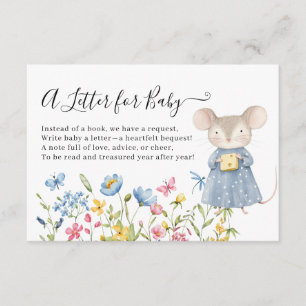 Carte D'accompagnement Souris de bois Floral une lettre au Baby shower