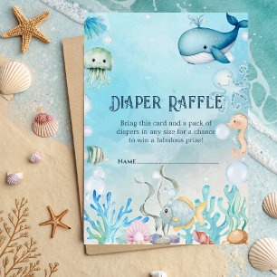 Carte D'accompagnement Sous la mer bleu garçon Baby shower Déchets Raffle