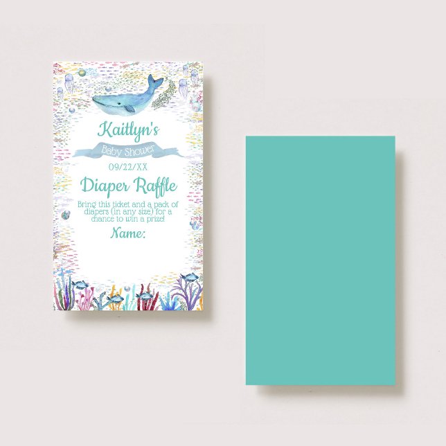 Carte D'accompagnement Sous le billet de rabat au Baby shower de mer (Créateur téléchargé)