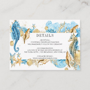 Carte D'accompagnement Sous le Mariage Sea Blue Gold