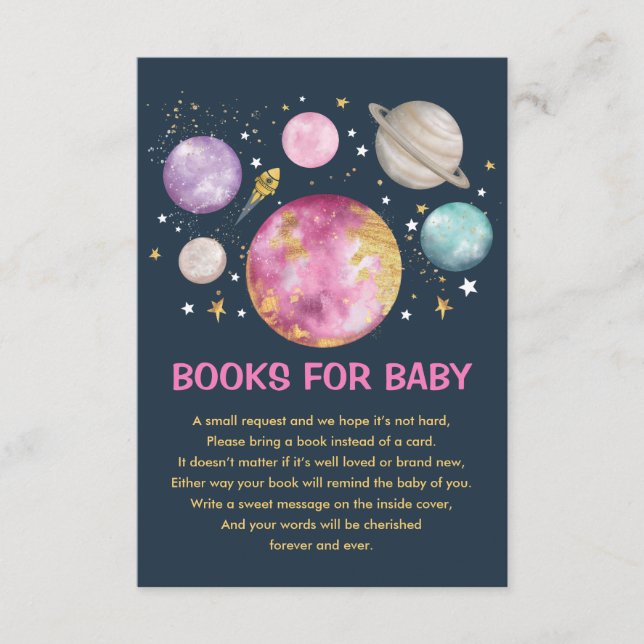 Carte D'accompagnement Space Planet Galaxy Moon Livres pour Baby Girl (Devant)