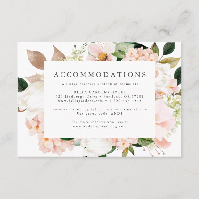 Carte D'accompagnement Spring Blush Floral Mariage Hôtel Hébergements (Devant)
