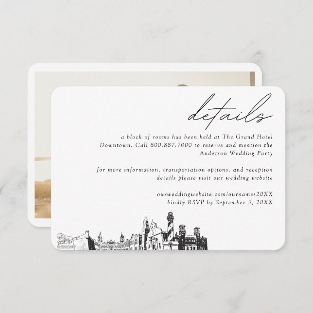 Carte D'accompagnement St Augustine Mariage Hotel Détails du bloc de cham (Devant / Derrière)