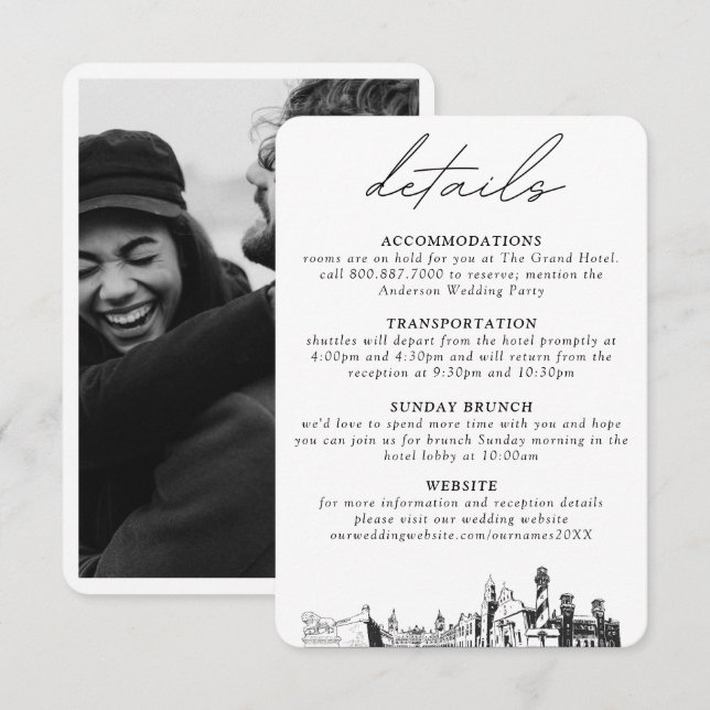 Carte D'accompagnement St Augustine Mariage Petits détails verticaux (Devant / Derrière)