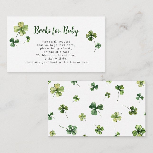 Carte D'accompagnement St. Oartrick's Day Shamrock Lucky Books for Baby (Devant / Derrière)