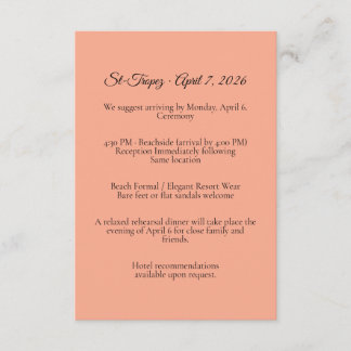 Carte D'accompagnement St. Tropez Destination Wedding  Enclosure Card