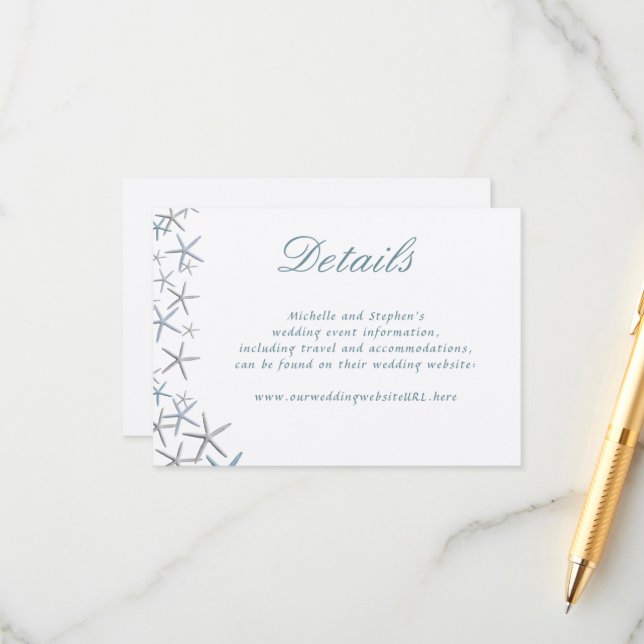 Carte D'accompagnement Starfish Détails du Mariage frontalier (Devant/Arrière en situation)