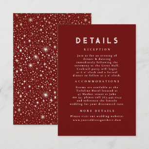 Carte D'accompagnement Starry Night Celestin Red Gold Détails du Mariage