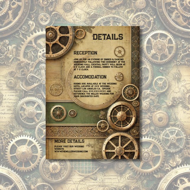 Carte D'accompagnement Steampunk Victorian Gearwork Mariage (Créateur téléchargé)