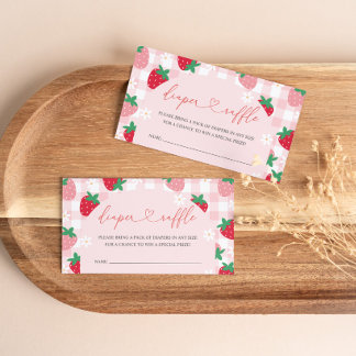 Carte D'accompagnement Strawberry Diaper Raffle Baby Shower Enclosure