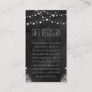 Carte D'accompagnement String Lights Black Chalkboard Cadeau Registre