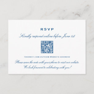 Carte D'accompagnement Striped Bass Elegant Marine Bleu en ligne RSVP QR