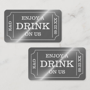 Carte D'accompagnement Style Billet Siver "Savourez Un Verre Sur Nous"